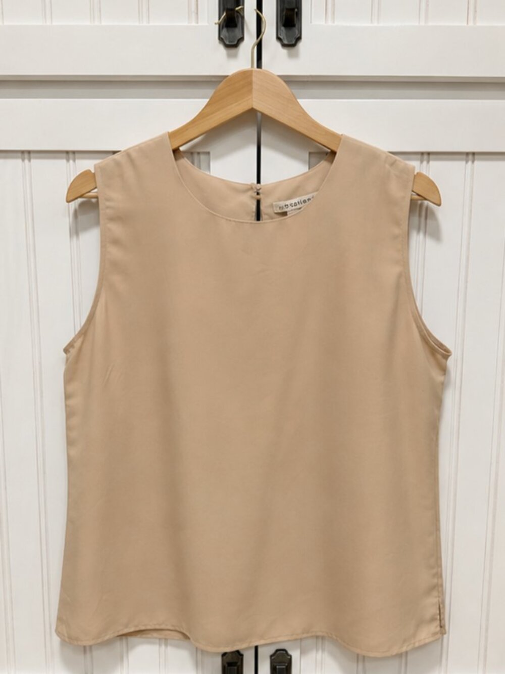 Notations Beige Sleeveless Blouse Tank Top Size Large Career Casual